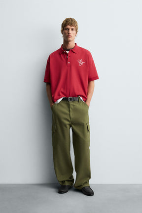 EMBROIDERED TEXT POLO SHIRT - Image 1