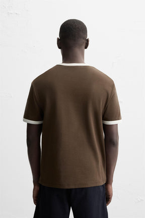 BASIC CONTRAST RIB T-SHIRT - Image 3