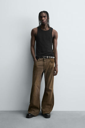 FLARE FIT JEANS WITH ZIPS - Image 1