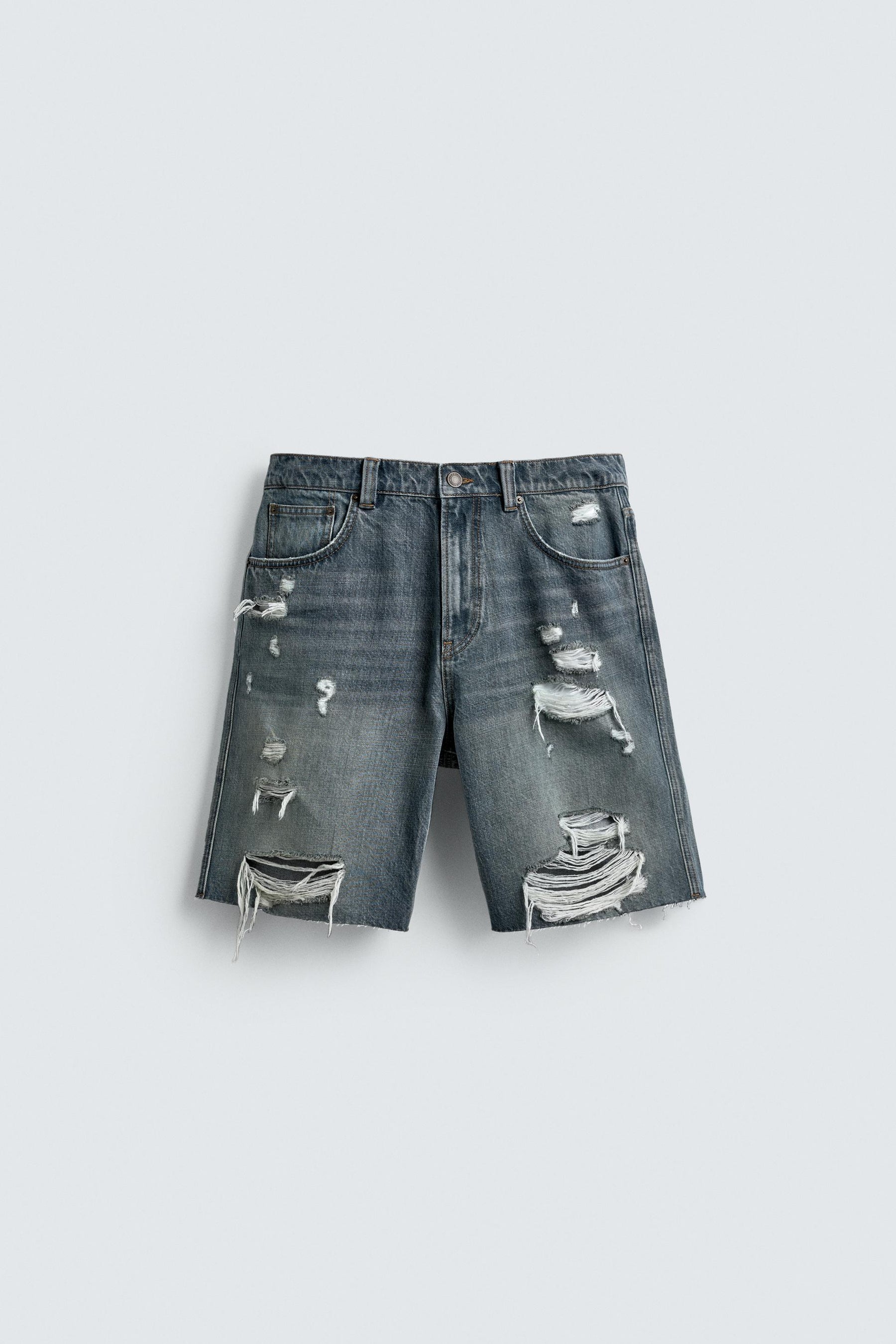 RIPPED DENIM BERMUDA SHORTS - Image 6