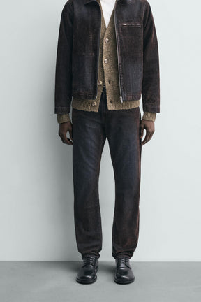 RELAXED FIT FLOCKED VELVET JEANS - Image 2