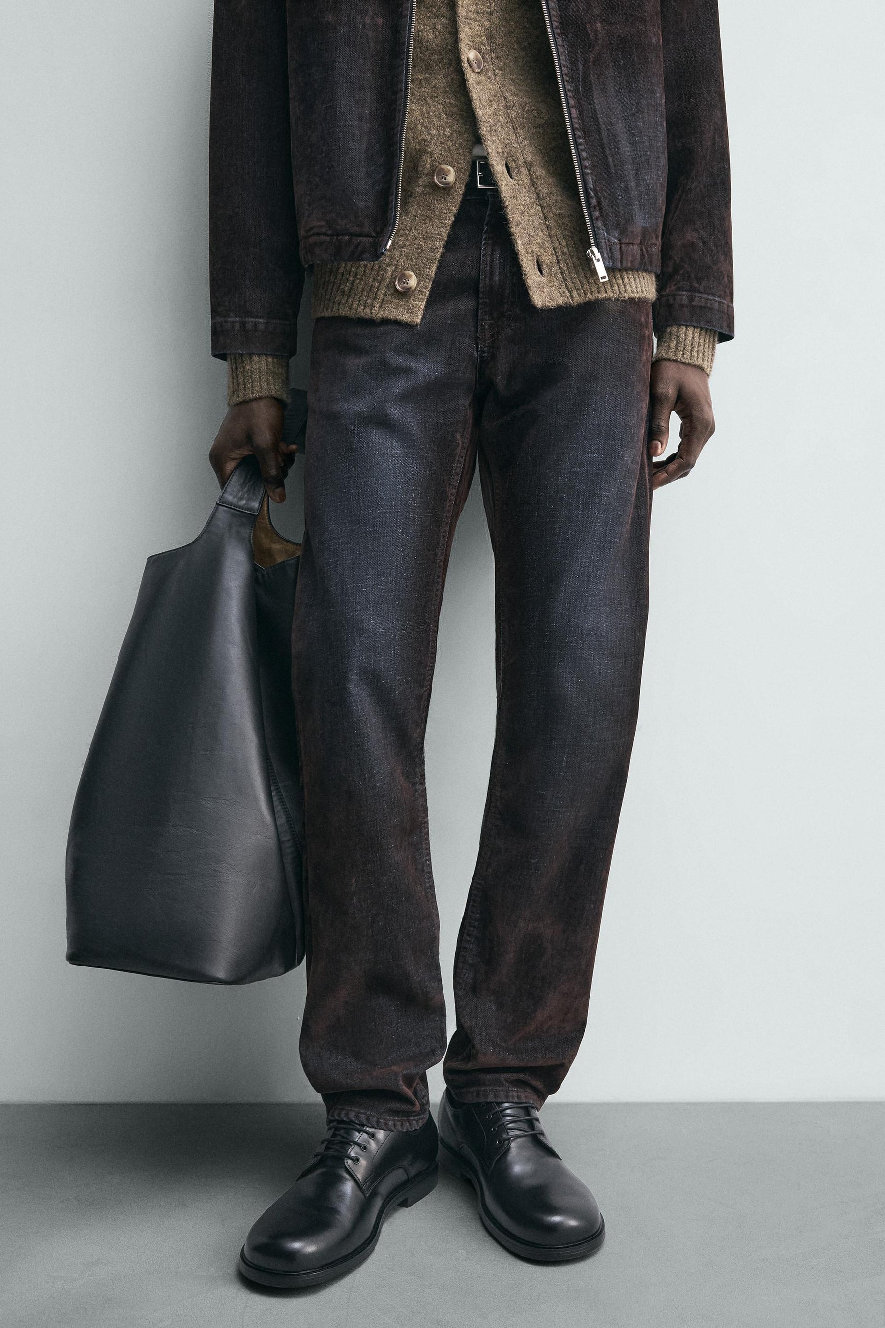 RELAXED FIT FLOCKED VELVET JEANS - Image 5