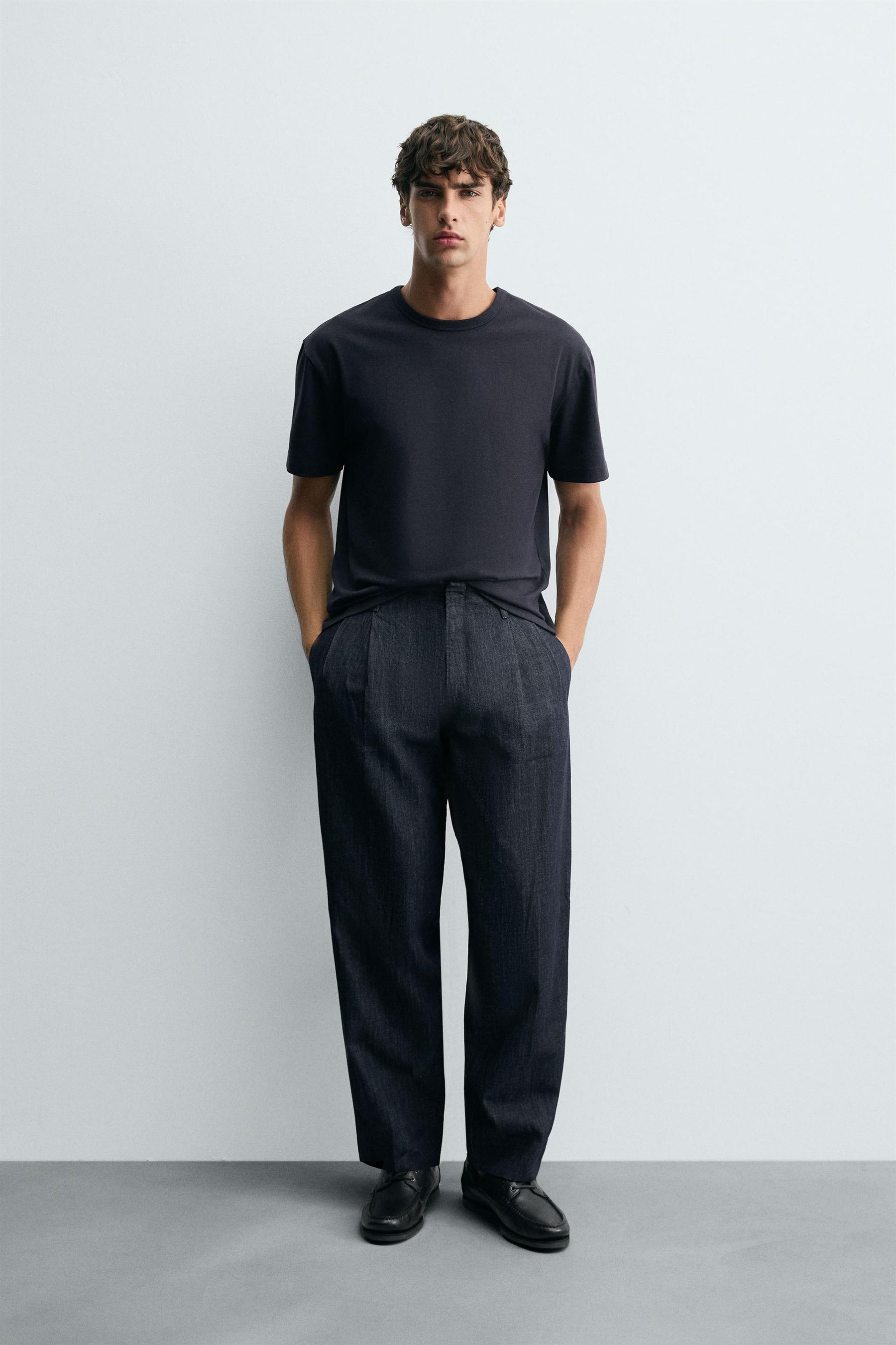 CROPPED WIDE-LEG DENIM TROUSERS - Image 1