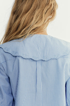 Striped Embroidered Collar Shirt