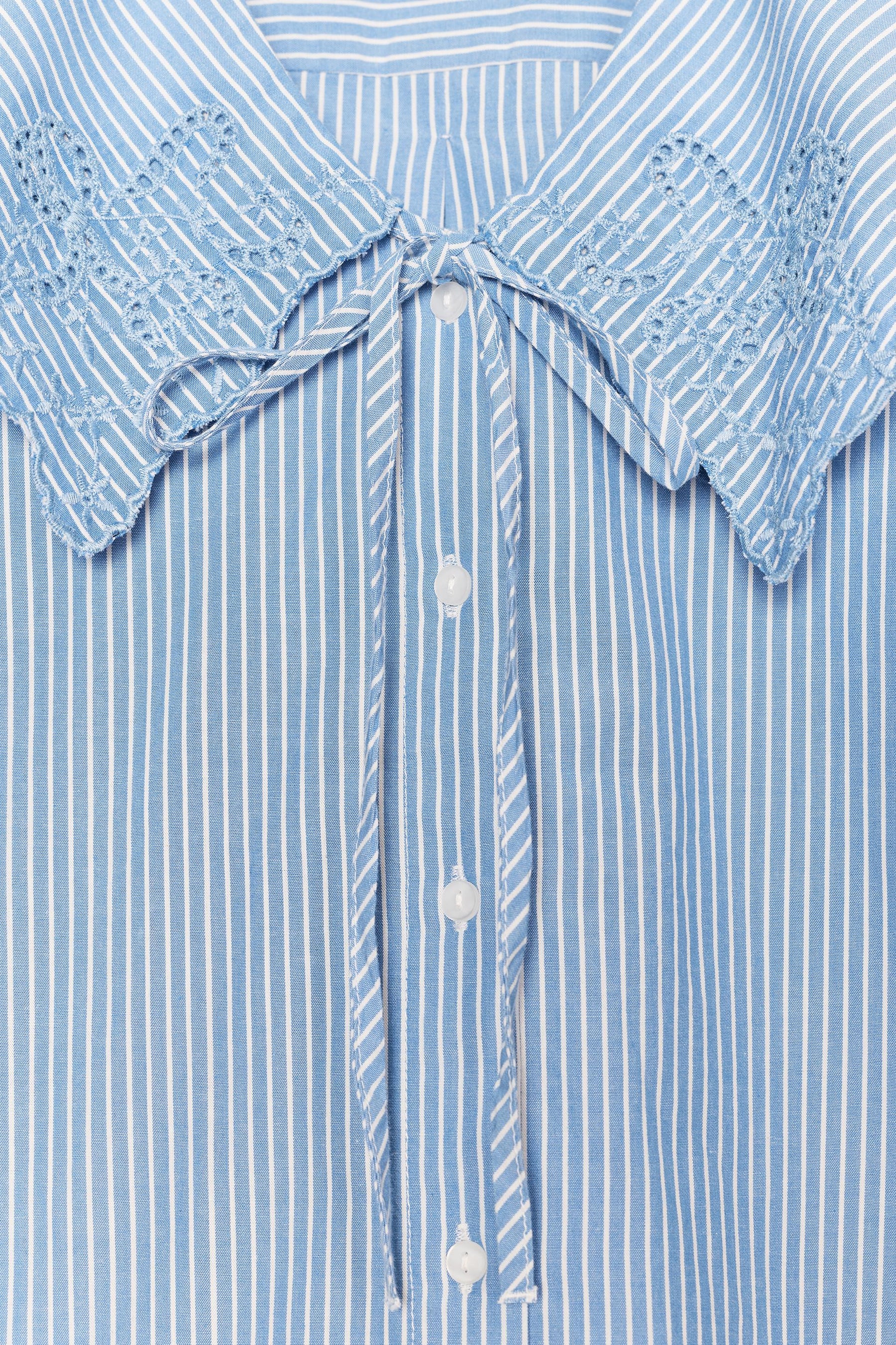 Striped Embroidered Collar Shirt