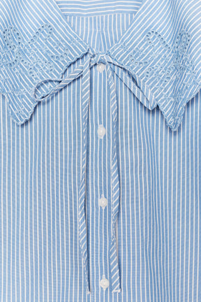 Striped Embroidered Collar Shirt