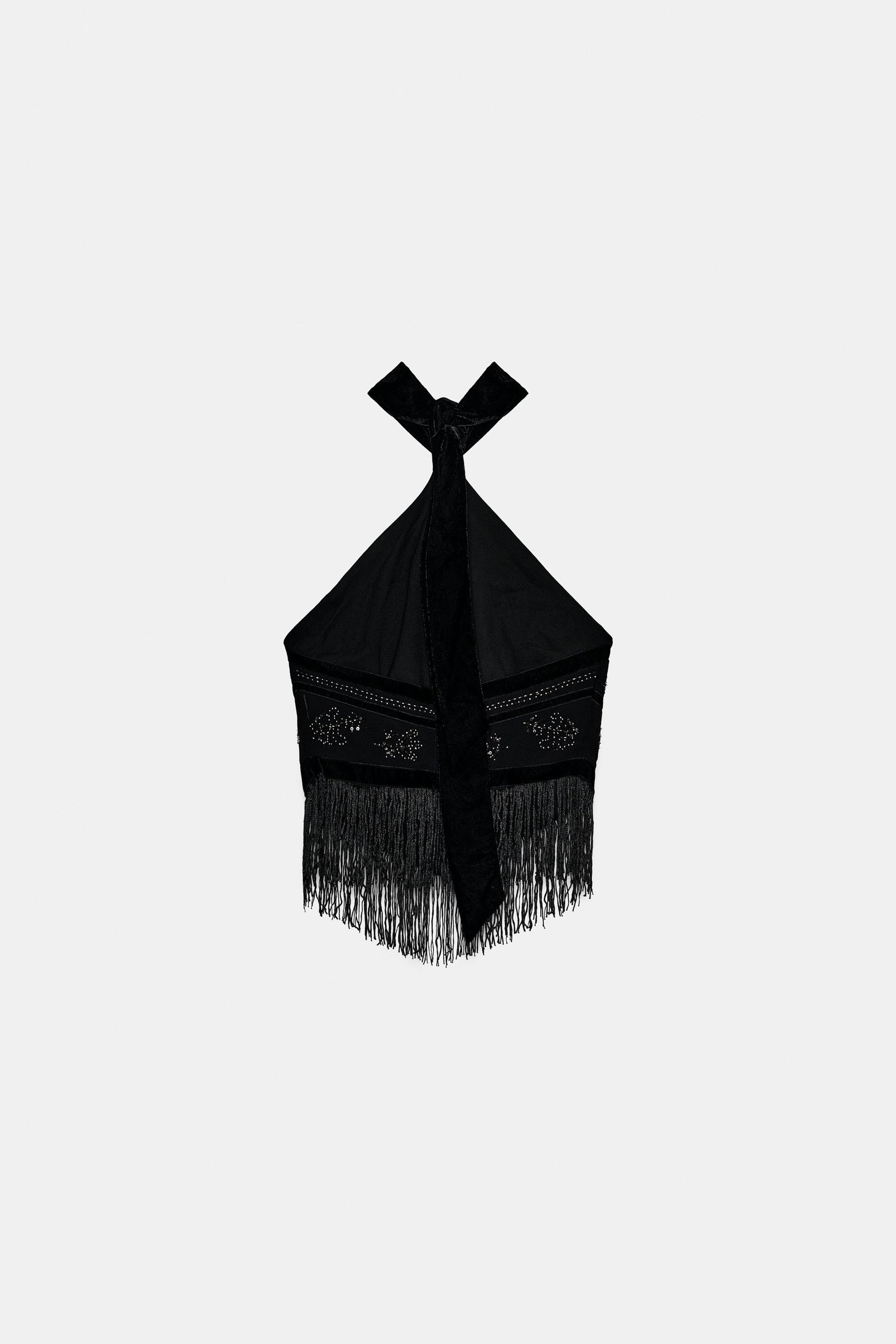 Beaded Georgette Halter Top