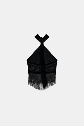 Beaded Georgette Halter Top