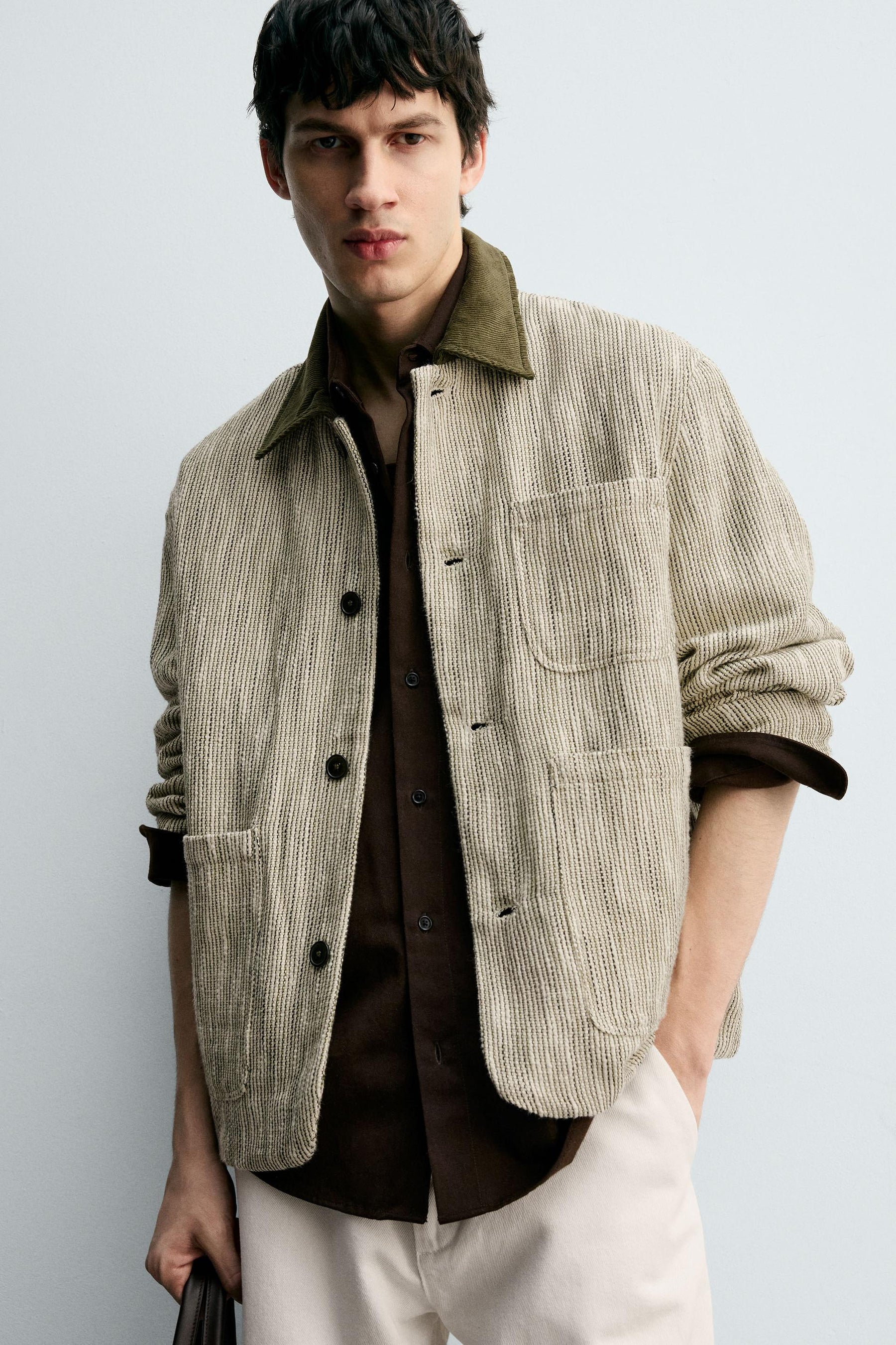 CONTRAST TEXTURED OVERSHIRT - Image 5