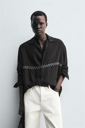 GEOMETRIC EMBROIDERY FLOWING SHIRT - Image 2