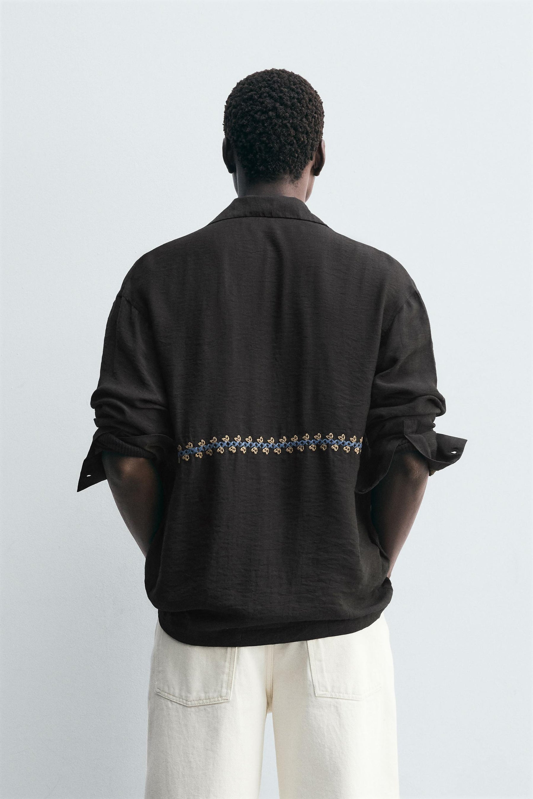 GEOMETRIC EMBROIDERY FLOWING SHIRT - Image 3