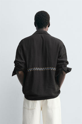 GEOMETRIC EMBROIDERY FLOWING SHIRT - Image 3