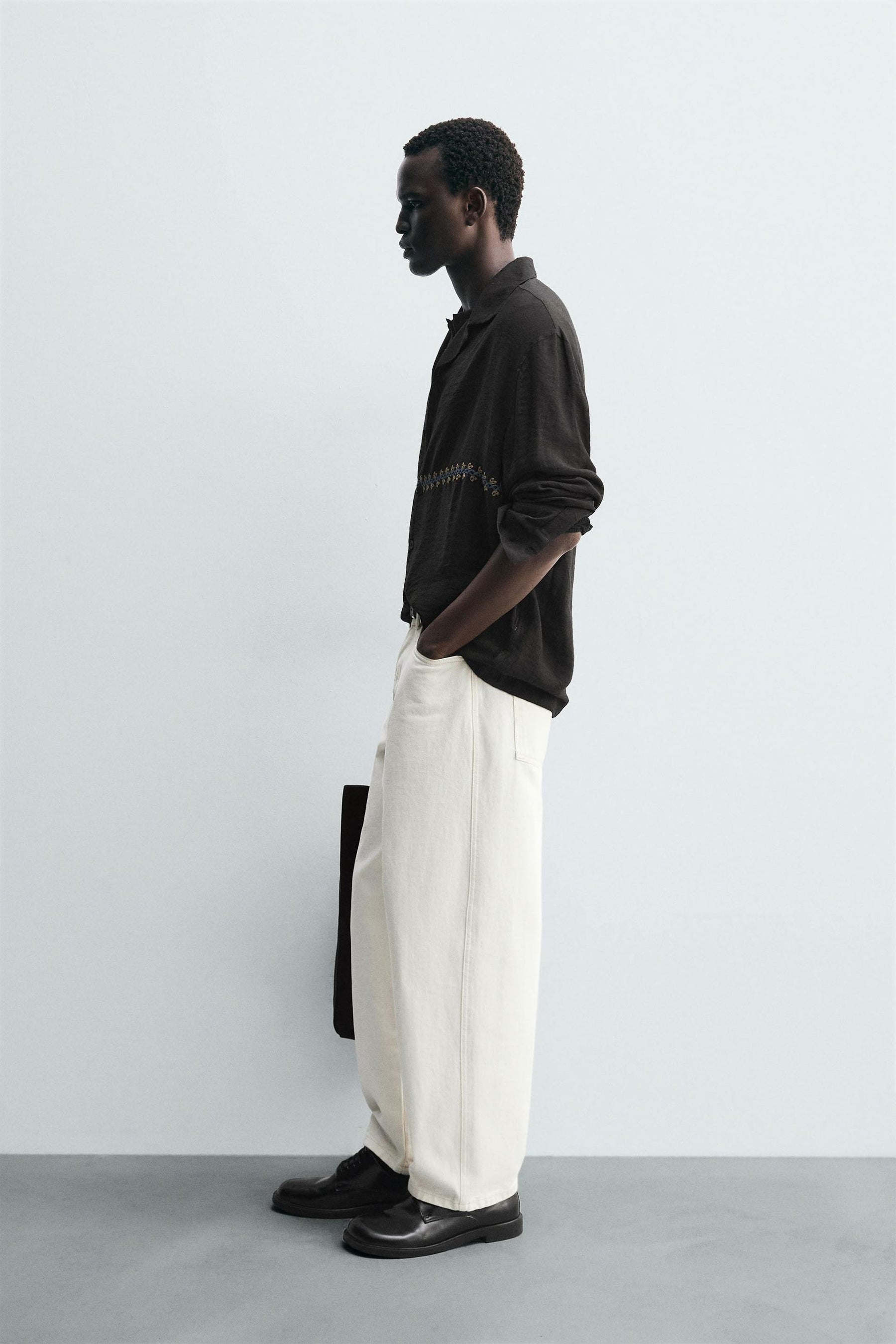 GEOMETRIC EMBROIDERY FLOWING SHIRT - Image 4