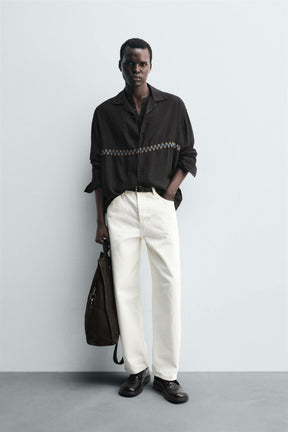 GEOMETRIC EMBROIDERY FLOWING SHIRT - Image 1