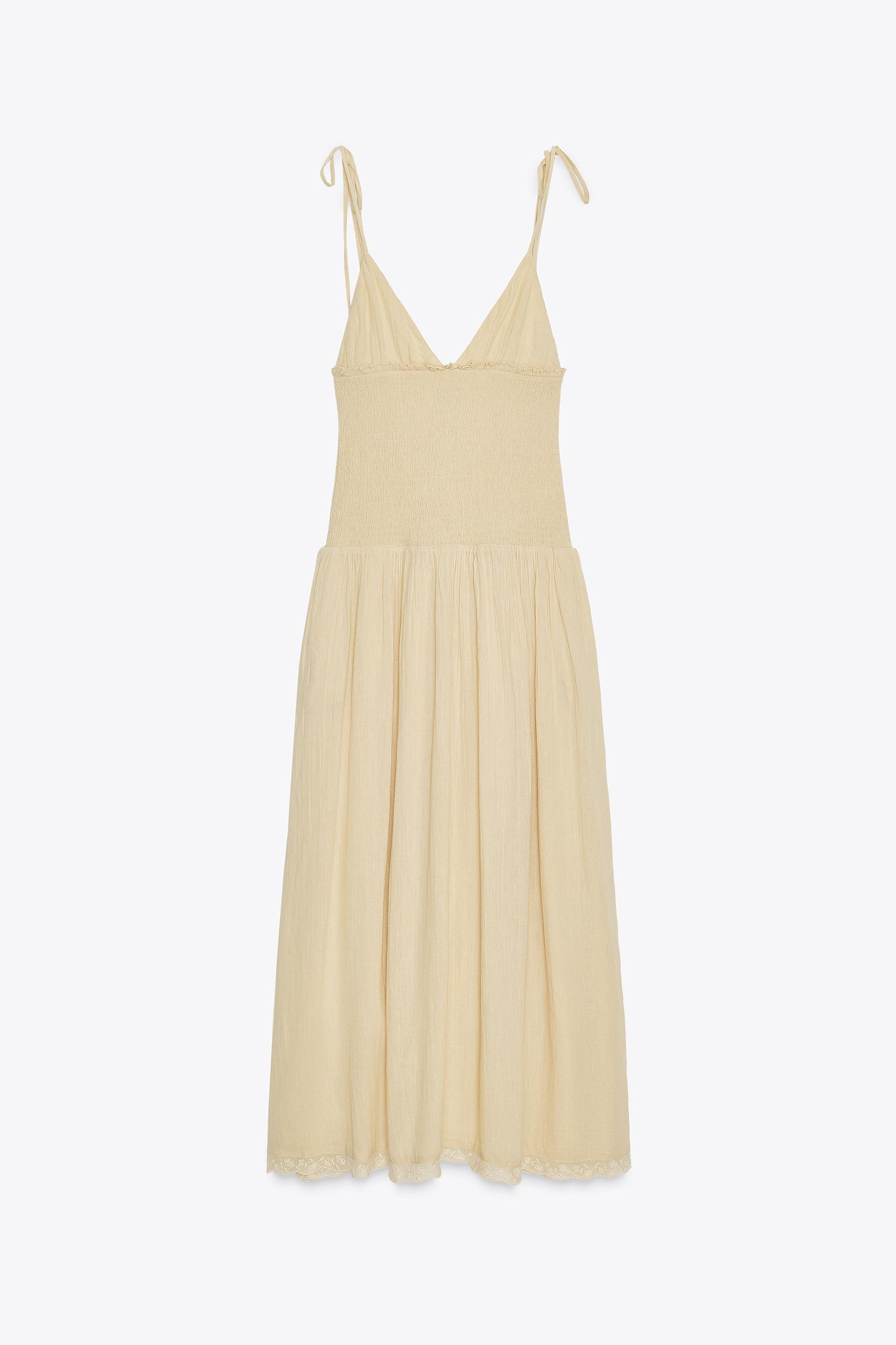 CONTRAST SMOCKED MIDI DRESS - Image 6