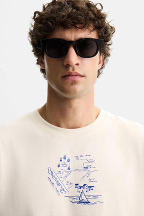 EMBROIDERED T-SHIRT WITH CONTRAST SLOGAN - Image 5