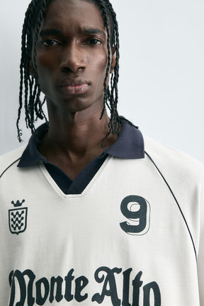 RETRO FOOTBALL PRINT POLO SHIRT - Image 5