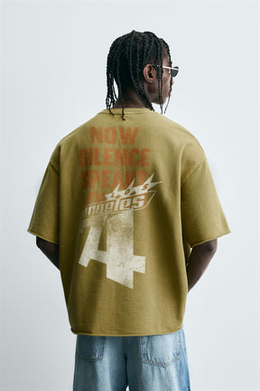 WASHED PRINTED SLOGAN SWEATSHIRT - Image 3