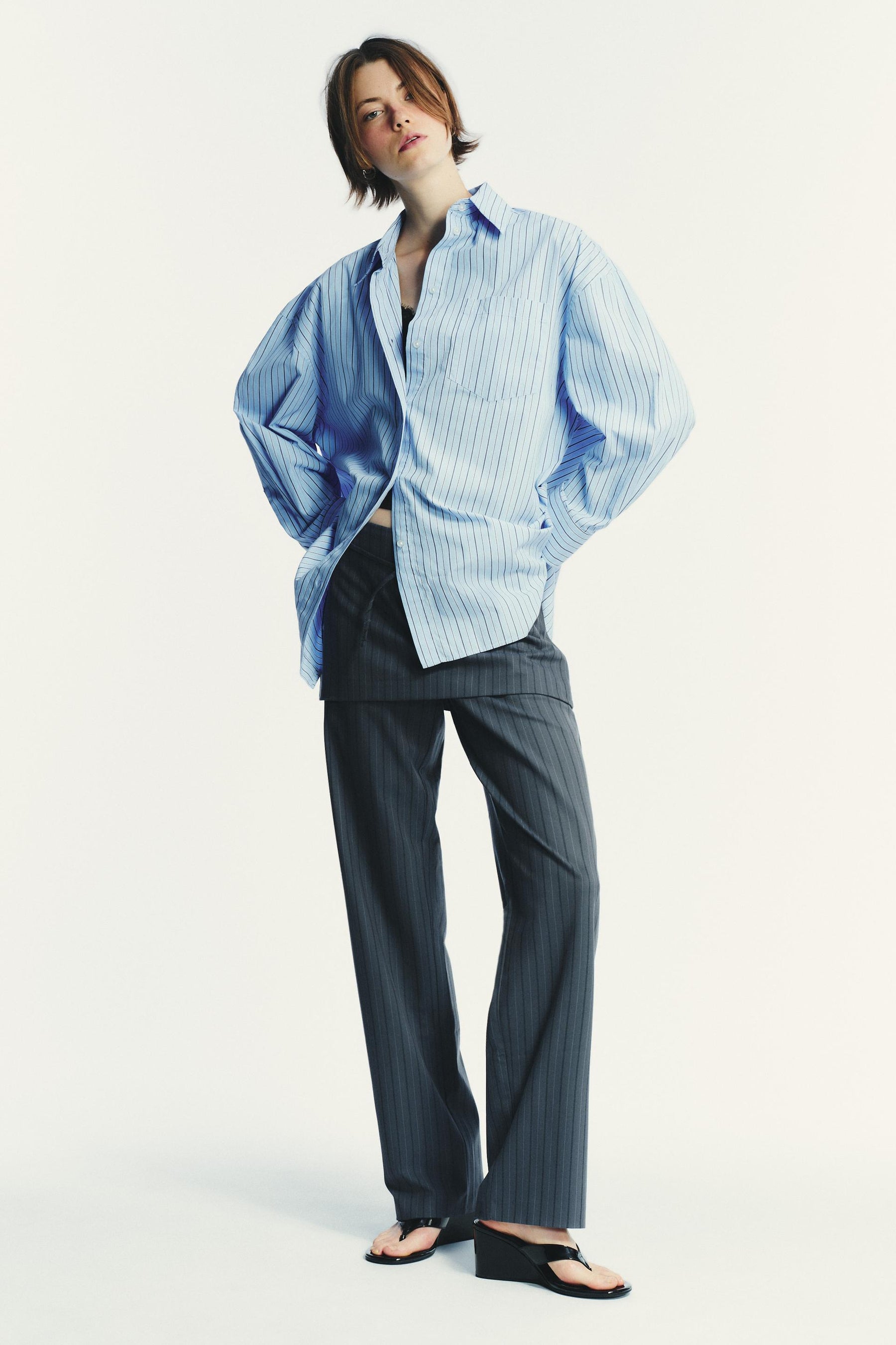 OVERSIZE STRIPED POPLIN SHIRT