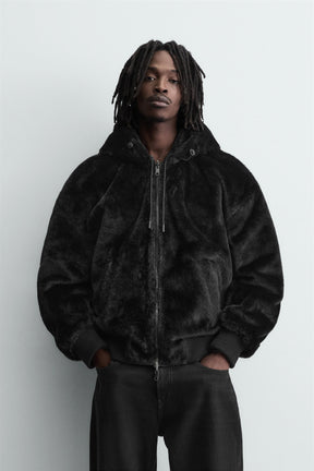 REVERSIBLE FAUX FUR BOMBER JACKET - Image 2