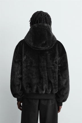 REVERSIBLE FAUX FUR BOMBER JACKET - Image 3