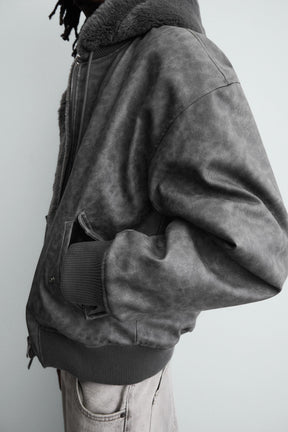 Reversible Faux Leather Bomber