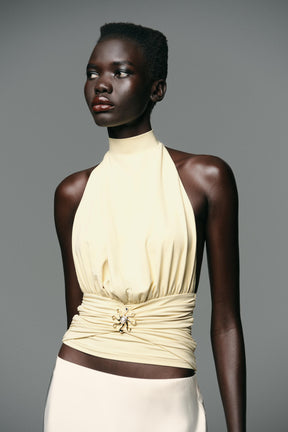 POLYAMIDE GATHERED TOP