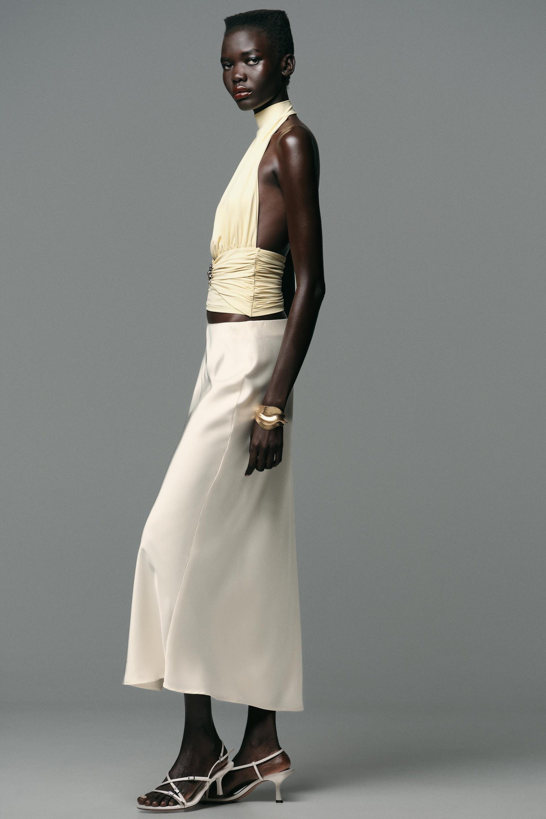 POLYAMIDE GATHERED TOP