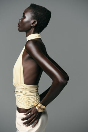 POLYAMIDE GATHERED TOP