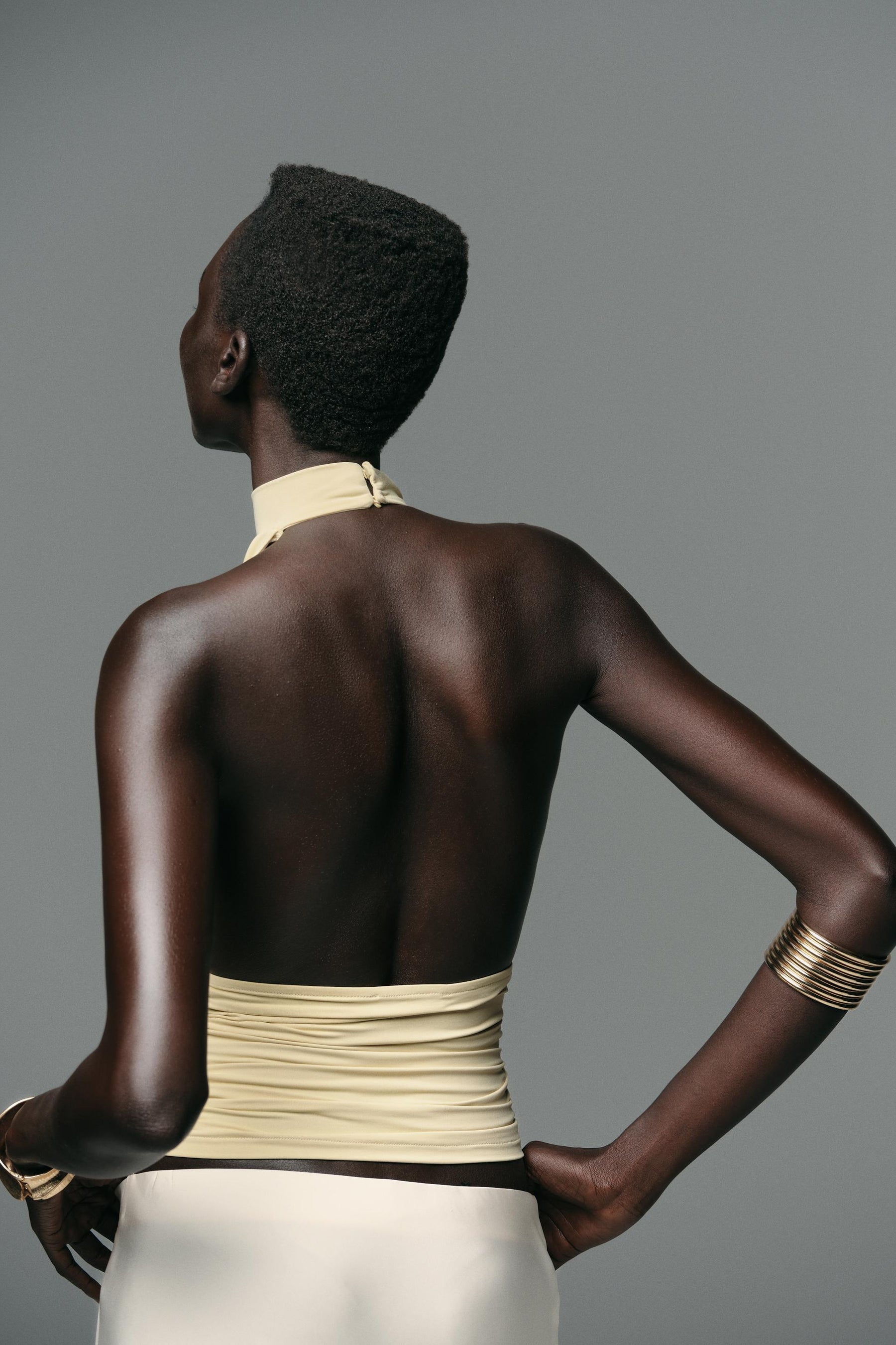 POLYAMIDE GATHERED TOP