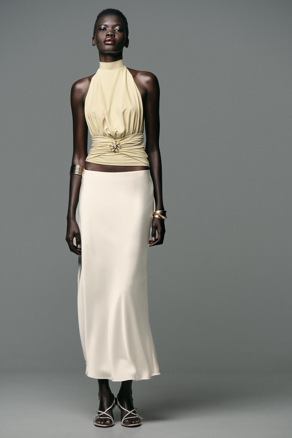 POLYAMIDE GATHERED TOP