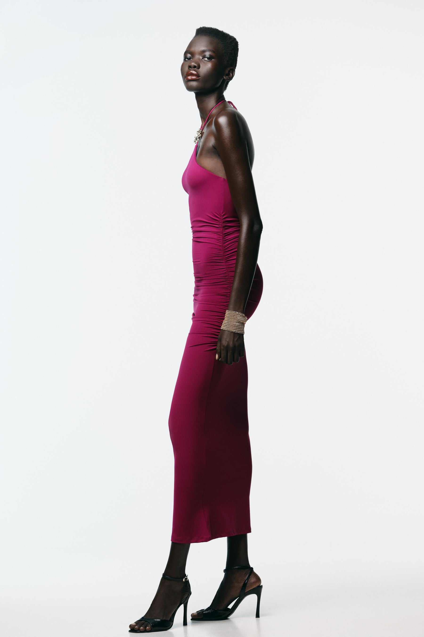 SUN HALTER POLYAMIDE DRESS - Image 3