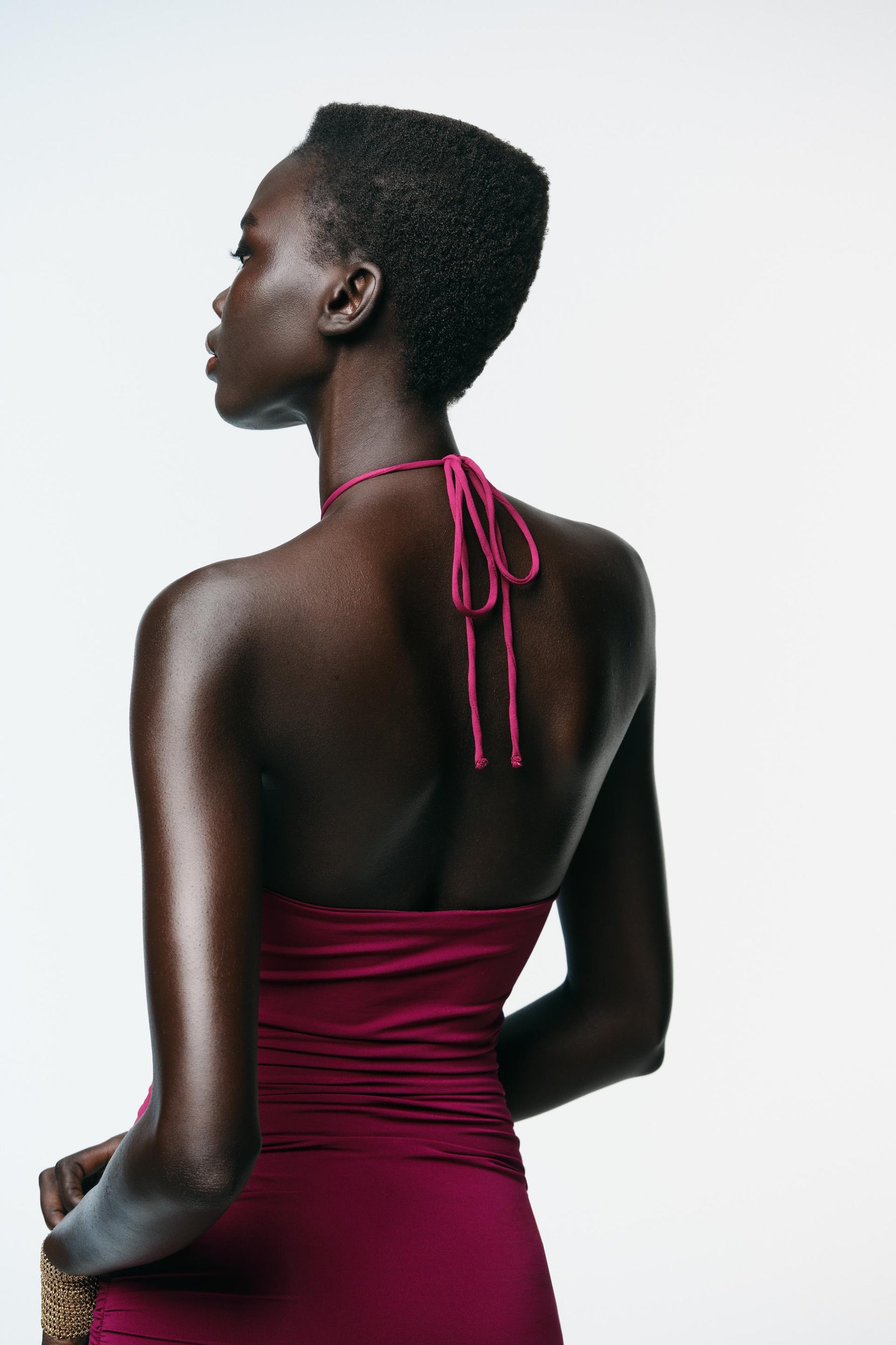 SUN HALTER POLYAMIDE DRESS - Image 4