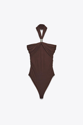 Halter Bodysuit with Metal