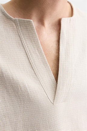LINEN BLEND TEXTURED POLO SHIRT - Image 6
