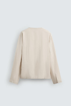 LINEN BLEND TEXTURED POLO SHIRT - Image 8