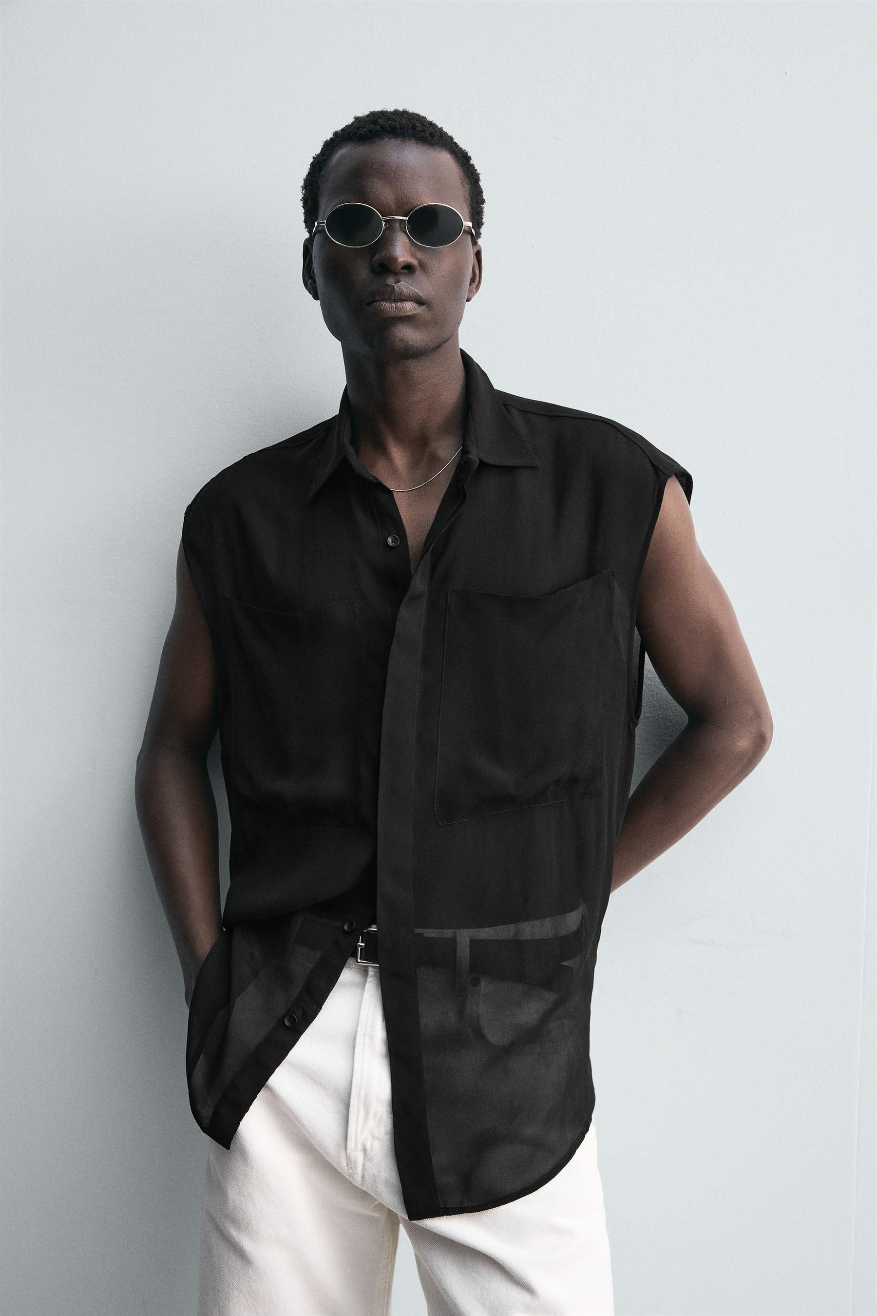 SEMI-SHEER SHIRT WITH POCKETS - Image 5