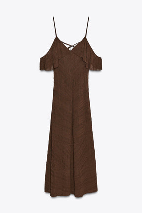 TEXTURED MIDI DRESS - Image 8