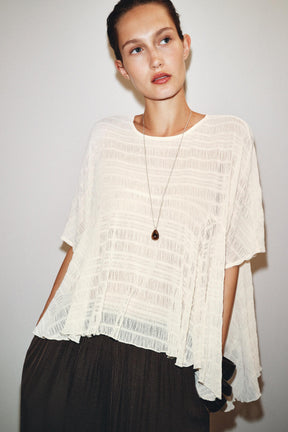 Textured Asymmetric Cape Blouse
