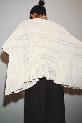 Textured Asymmetric Cape Blouse