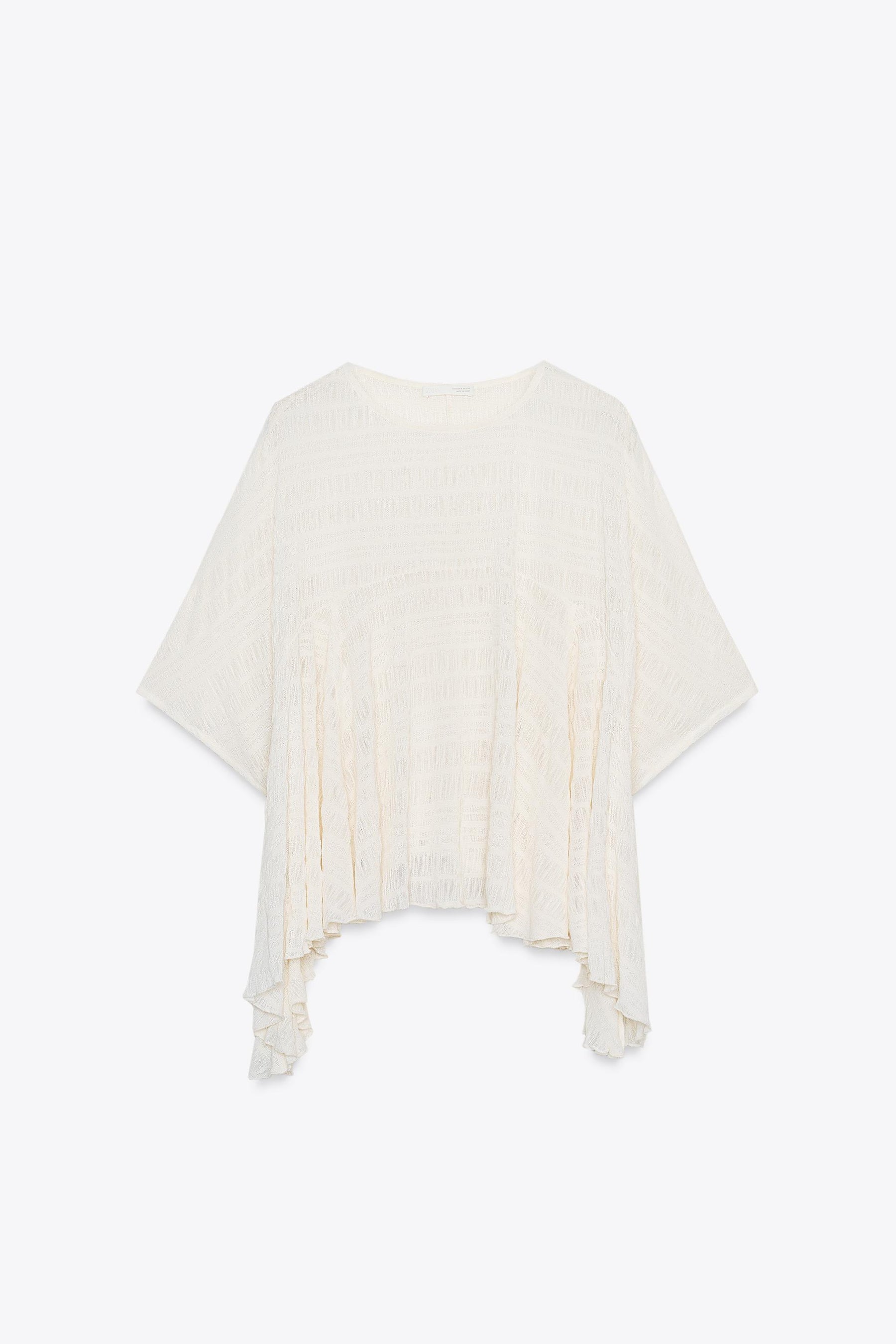 Textured Asymmetric Cape Blouse