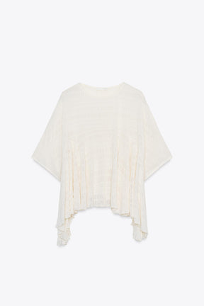 Textured Asymmetric Cape Blouse