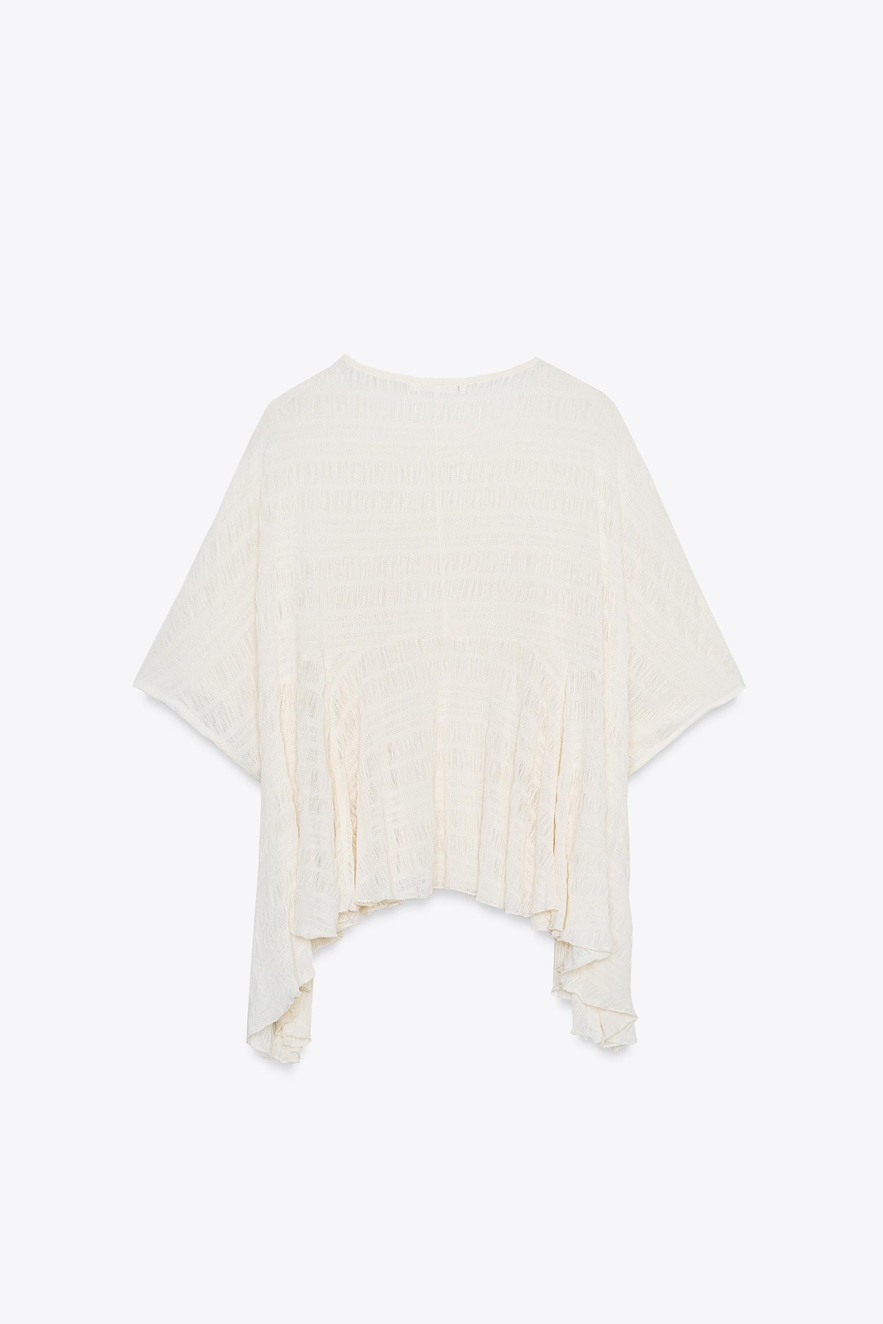Textured Asymmetric Cape Blouse