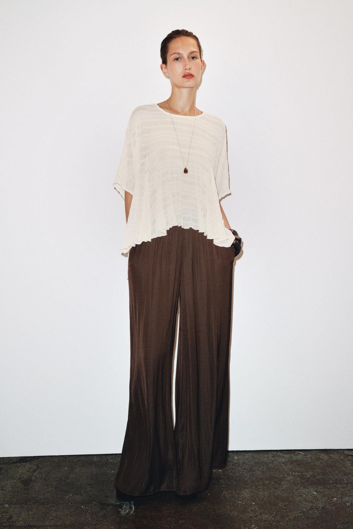Textured Asymmetric Cape Blouse