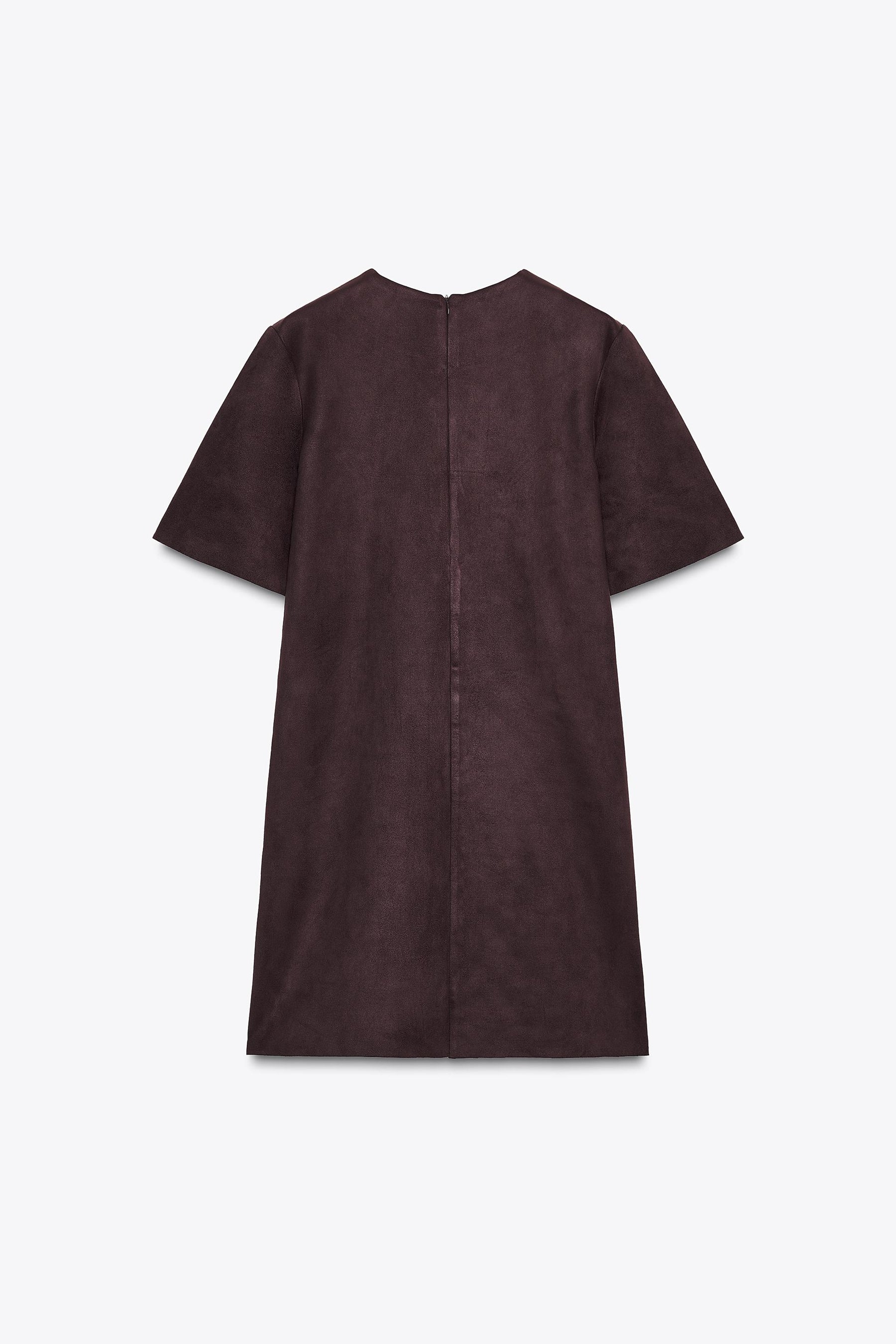 STUDDED FAUX SUEDE DRESS