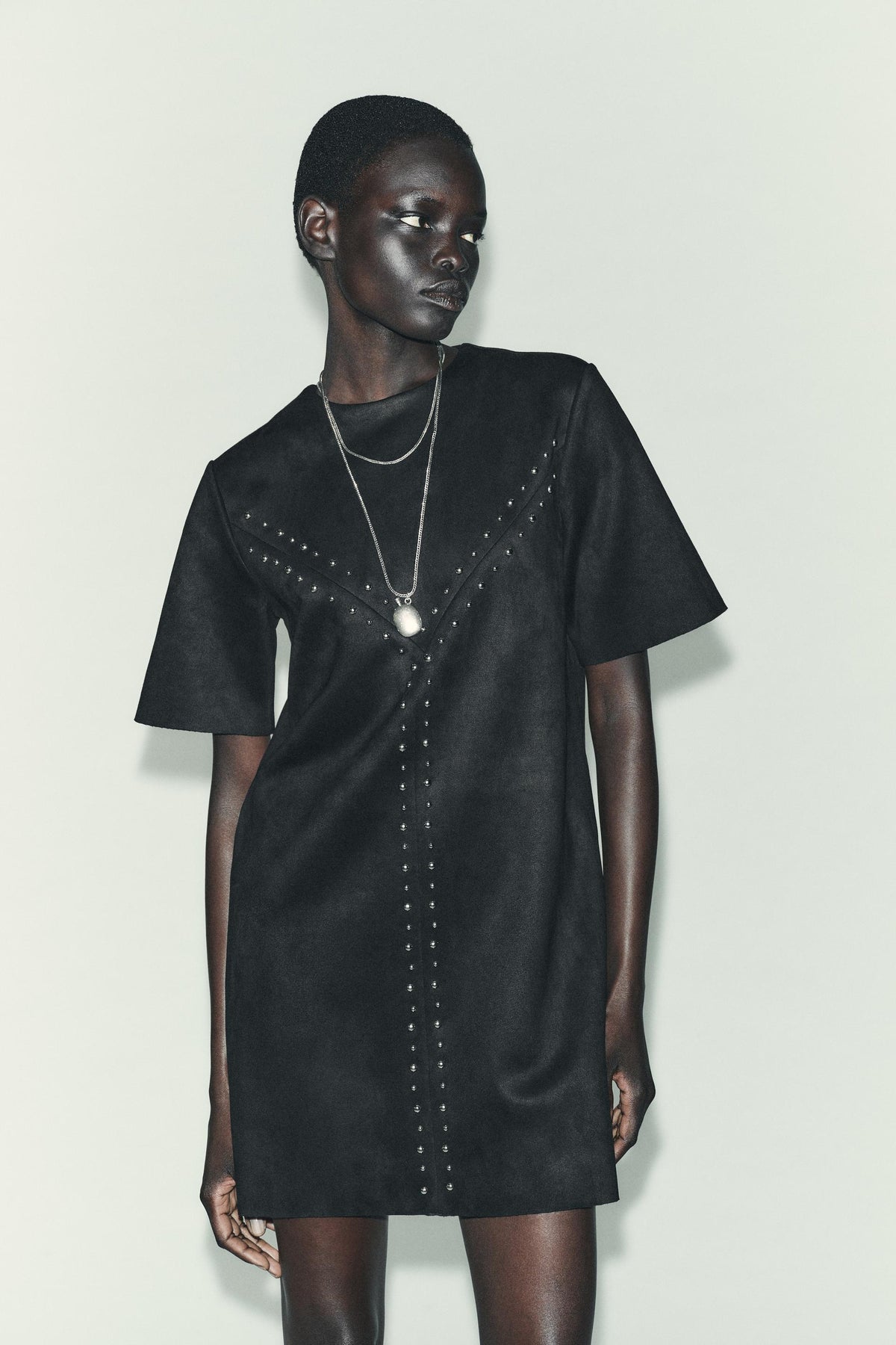 STUDDED FAUX SUEDE DRESS - Image 2