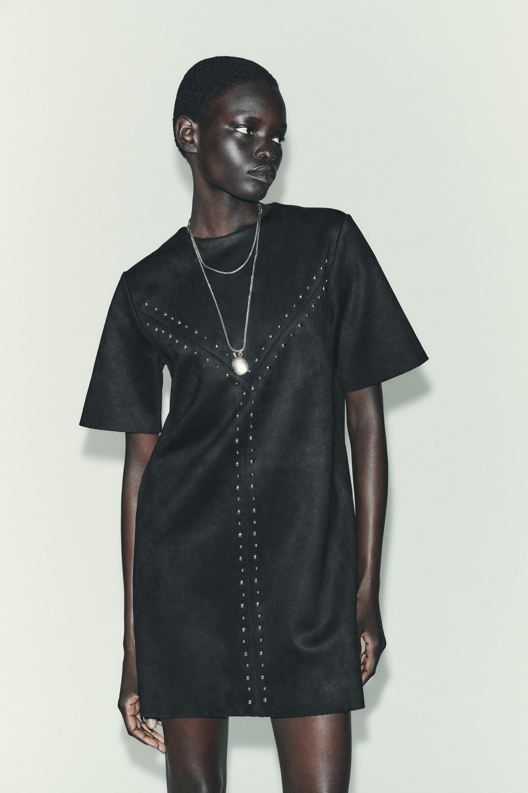 STUDDED FAUX SUEDE DRESS - Image 2