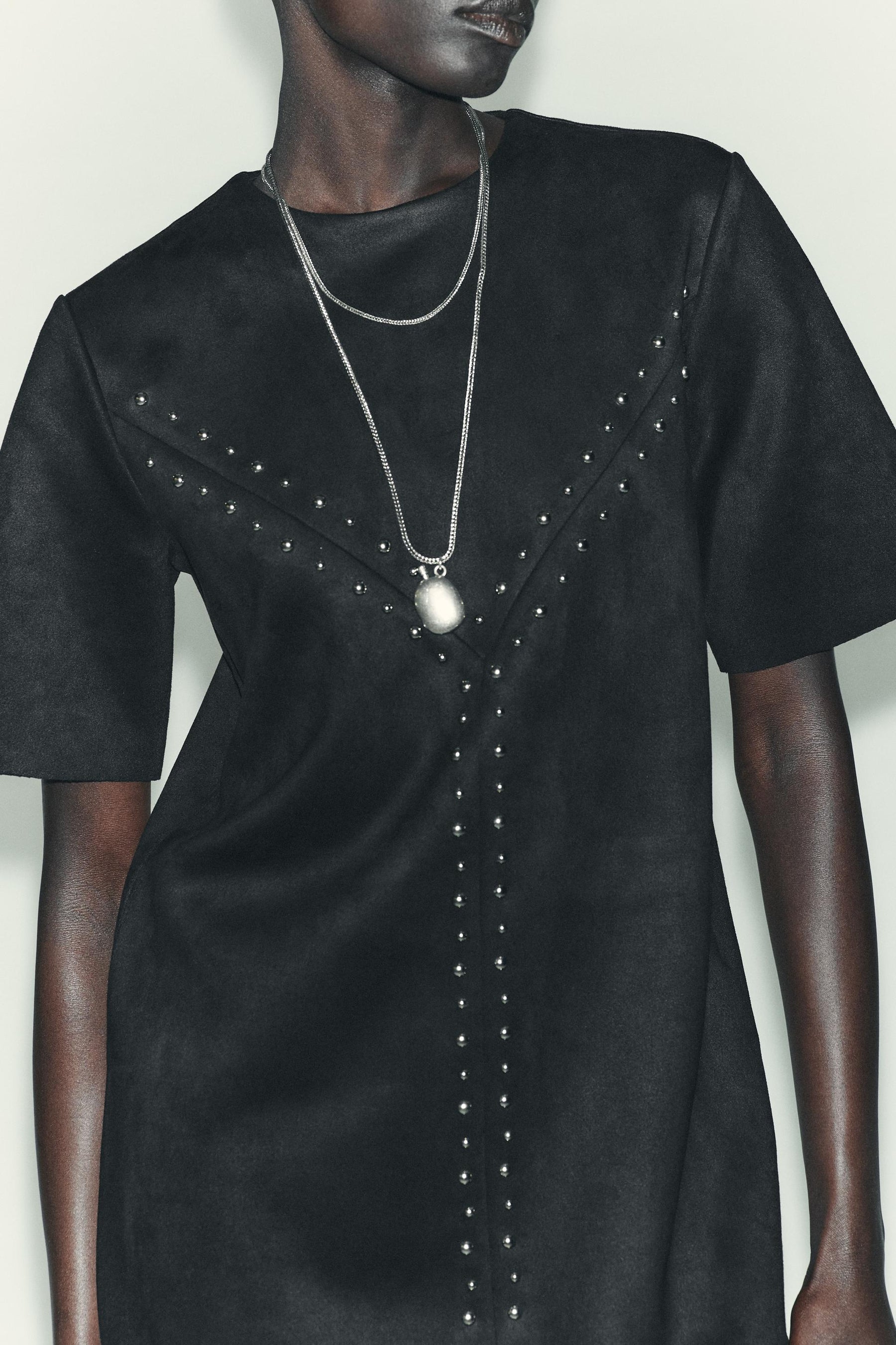 STUDDED FAUX SUEDE DRESS - Image 4