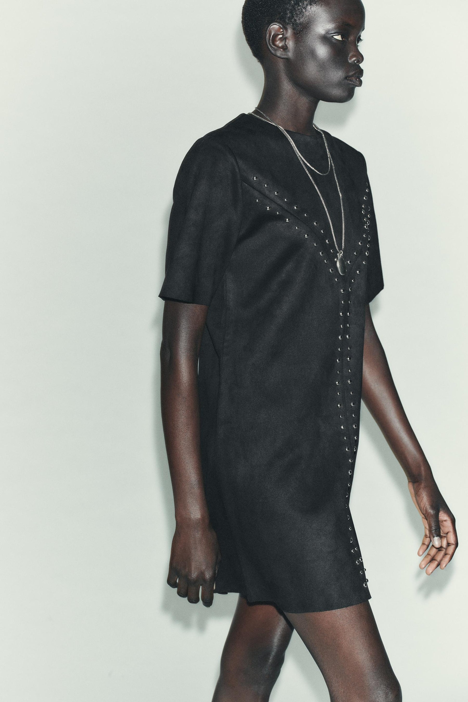 STUDDED FAUX SUEDE DRESS - Image 5