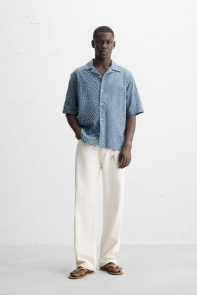 CONTRAST EMBROIDERY SHIRT - Image 1